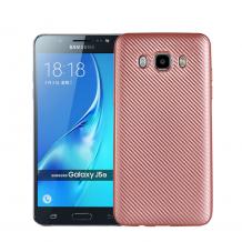 Силиконов калъф / гръб / TPU за Samsung Galaxy J7 2016 J710 - Rose Gold / карбон