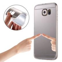 Луксозен силиконов калъф / гръб / TPU за Samsung Galaxy S6 G920 - сребрист / огледален