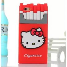 Силиконов калъф / гръб / TPU 3D Hello Kitty Series за Apple iPhone 6 / 6S - Cigarette / червен