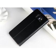 Луксозен кожен калъф Flip тефтер S-View със стойка USAMS Muge Series за Samsung Galaxy Note 5 N920 / Galaxy Note 5 - черен