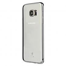 Луксозен твърд гръб Baseus Glitter Case за Samsung Galaxy S7 G930 / Samsung S7 - прозрачен / тъмно сив кант