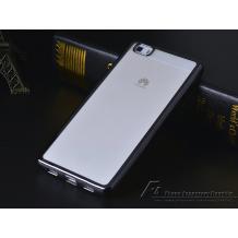 Луксозен силиконов гръб TPU за Huawei Ascend P8 / Huawei P8 - прозрачен / черен кант