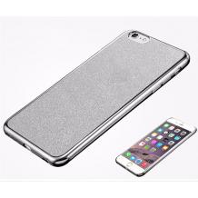 Луксозен силиконов калъф / гръб / TPU за Apple iPhone 5 / iPhone 5S / iPhone SE - сребрист / брокат / Glitter 2in1