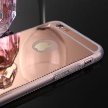 Луксозен силиконов калъф / гръб / TPU за Apple iPhone 6 / iPhone 6S - Rose Gold / огледален