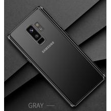 Луксозен силиконов калъф / гръб / TPU за Samsung Galaxy A8 2018 A530F - прозрачен / черен кант