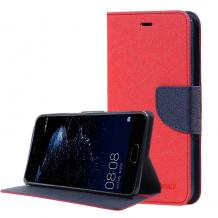 Луксозен кожен калъф Flip тефтер със стойка MERCURY Fancy Diary за Sony Xperia XZs - червен
