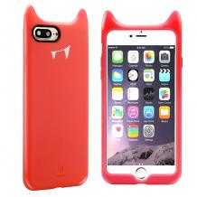 Ултра тънък силиконов калъф / гръб / TPU Ultra Thin Baseus за Apple iPhone 7 - червен / Devilbaby
