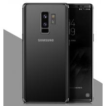 Луксозен силиконов калъф / гръб / TPU за Samsung Galaxy S9 Plus G965 - прозрачен / черен кант