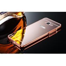 Луксозен алуминиев бъмпер с твърд гръб за Samsung Galaxy Grand Prime G530 - Rose Gold / огледален
