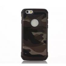 Твърд гръб със силиконов кант Camo Series за Apple iPhone 6 / iPhone 6S - кафяв / камуфлаж