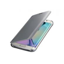 Страничен флип калъф Clear View Cover за Samsung Galaxy S6 Edge G925 - silver / сив