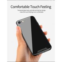Луксозен стъклен твърд гръб за Apple iPhone 7 Plus / iPhone 8 Plus - черен