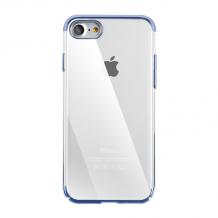 Оригинален твърд гръб Baseus Glliter Case за Apple iPhone 7 - прозрачен / син кант