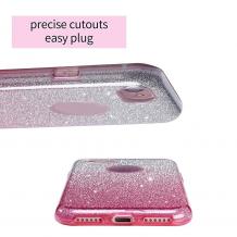 Луксозен ултра тънък силиконов калъф / гръб / TPU Ultra Thin FSHANG за Apple iPhone 7 Plus - сребристо и розово / преливащ / брокат
