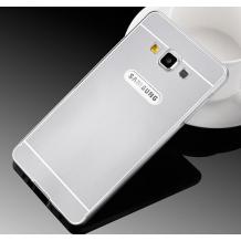Луксозен алуминиев бъмпер с твърд гръб за Samsung Galaxy A3 A300F / Samsung A3 - сребрист
