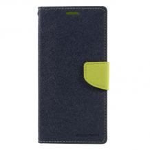 Кожен калъф Flip тефтер Mercury GOOSPERY Fancy Diary със стойка за Sony Xperia XA Ultra - тъмно син със зелено