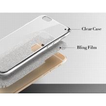 Луксозен силиконов калъф / гръб / TPU за Apple iPhone 5 / iPhone 5S / iPhone SE - сребрист / брокат / Glitter 2in1