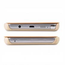 Луксозен кожен калъф Flip тефтер TOTU Desing PU/PC Thin Design Pouch за Samsung Galaxy Note 5 N920 / Samsung Note 5 - златен