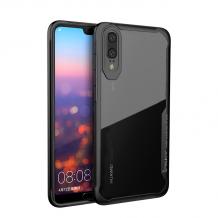 Луксозен твърд гръб със силиконов кант IPAKY за Huawei P20 - прозрачен 