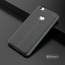 Луксозен силиконов калъф / гръб / TPU за Huawei P8 Lite - черен / имитиращ кожа