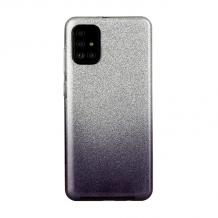 Силиконов калъф / гръб / TPU за Samsung Galaxy A02s - преливащ / сребристо и черно / брокат
