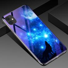 Луксозен стъклен твърд гръб със силиконов кант за Apple iPhone 11 6.1" - синьо съзвездие