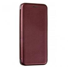 Луксозен кожен калъф Flip тефтер със стойка OPEN за Samsung Galaxy S24 FE - бордо