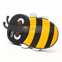 Силиконов гръб / калъф / ТПУ 3D за Apple iPhone 4, 4S - пчела / черно с жълто