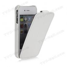 Луксозен кожен калъф Flip тефтер Melkco за Apple iPhone 4 / 4s - бял