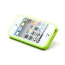 Заден предпазен твърд гръб i-Glow със силикон и стойка за Apple iPhone 4 / 4S - зелен