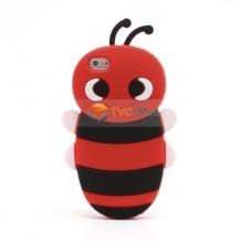 Силиконов гръб / калъф / ТПУ 3D за Apple iPhone 5 - пчела / червено с черно