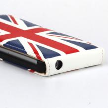 Кожен калъф Flip тефтер за Apple iPhone 5 - British flag