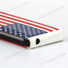 Кожен калъф Flip тефтер за Apple iPhone 5 / 5S - American Flag