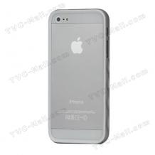 Силиконова обвивка за Apple Iphone 5 Bumper - бял със сив кант