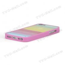 Заден твърд силиконов ТПУ гръб за Apple iPhone 5 - цветен с розов кант