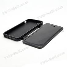 Силиконов калъв ТПУ Flip тефтер за Apple iPhone 5 / 5S - черен