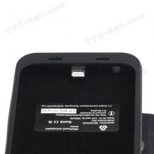 Кожен калъф Flip със стойка / акумулаторна батерия 3000mAh за Apple iPhone 5 5S - черен