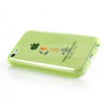 Силиконов калъф / гръб / TPU за Apple iPhone 5C - зелен / прозрачен