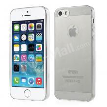 Ултра тънък силиконов калъф / гръб / TPU за Apple iPhone 5 / iPhone 5S - прозрачен / сив гланц