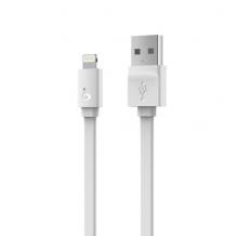 USB кабел KUCIPA за Apple iPhone 5 / iPhone 5S / iPhone 6 / iPhone 6 plus / iPod Touch 5 / iPhone 5C / iPod Nano 7 - бял / плосък