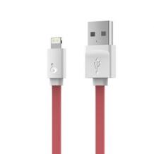 USB кабел KUCIPA за Apple iPhone 5 / iPhone 5S / iPhone 6 / iPhone 6 plus / iPod Touch 5 / iPhone 5C / iPod Nano 7 - червен / плосък