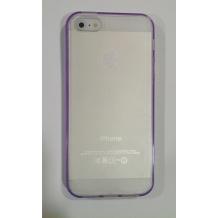 Заден предпазен капак със силикон за Apple iPhone 5 - прозрачен с лилав кант
