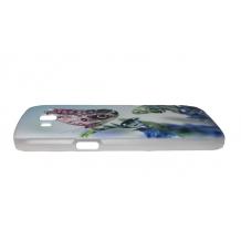 Луксозен предпазен твърд гръб / капак / с камъни за Samsung Galaxy Grand 2 G7106 / G7105 / G7102 - пепруди с лилави цветя