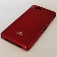 Луксозен силиконов калъф / гръб / TPU Mercury GOOSPERY Jelly Case за Sony Xperia Z1 Compact - червен с брокат