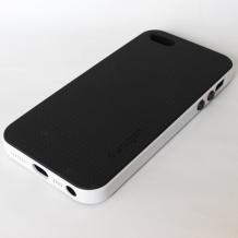 Оригинален силиконов гръб SPIGEN SGP Neo Hybrid за Apple iPhone 5 / iPhone 5S - черен с бял твърд кант