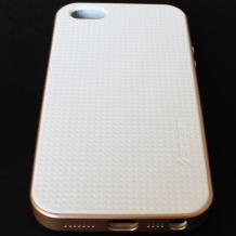 Оригинален силиконов гръб SPIGEN SGP Neo Hybrid за Apple iPhone 5 / iPhone 5S - бял със златен твърд кант