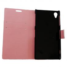 Кожен калъф Flip тефтер със стойка за Sony Xperia Z1 Compact - розов / Hello Kitty
