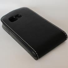 Кожен калъф Flip тефтер Flexi със силиконов гръб за Samsung Galaxy Young 2 SM-G130 - черен