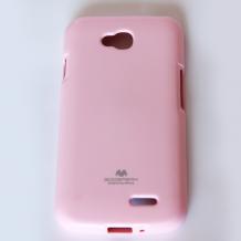 Луксозен силиконов калъф / гръб / TPU Mercury GOOSPERY Jelly Case за LG L70 - розов с брокат