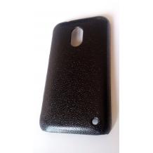 Заден предпазен твърд гръб имитиращ кожа за Nokia Lumia 620 - Черен